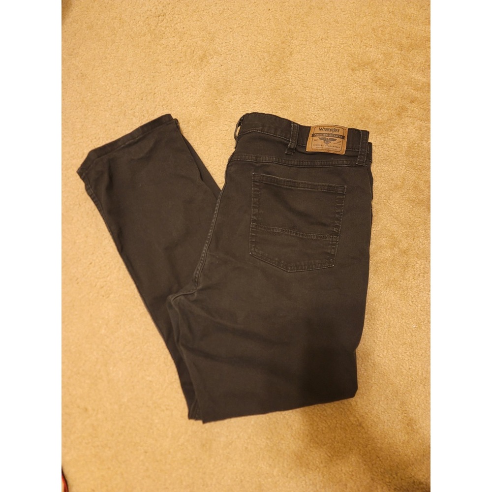 Wrangler Men's Wrancher Dress Jeans Size 42x30 Black Gray Slim Straight Leg